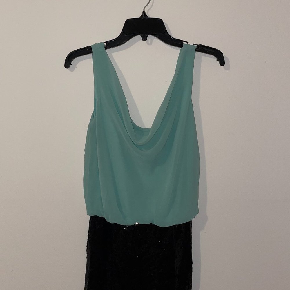 As U Wish Mint and Black Sequin Cocktail Dress
